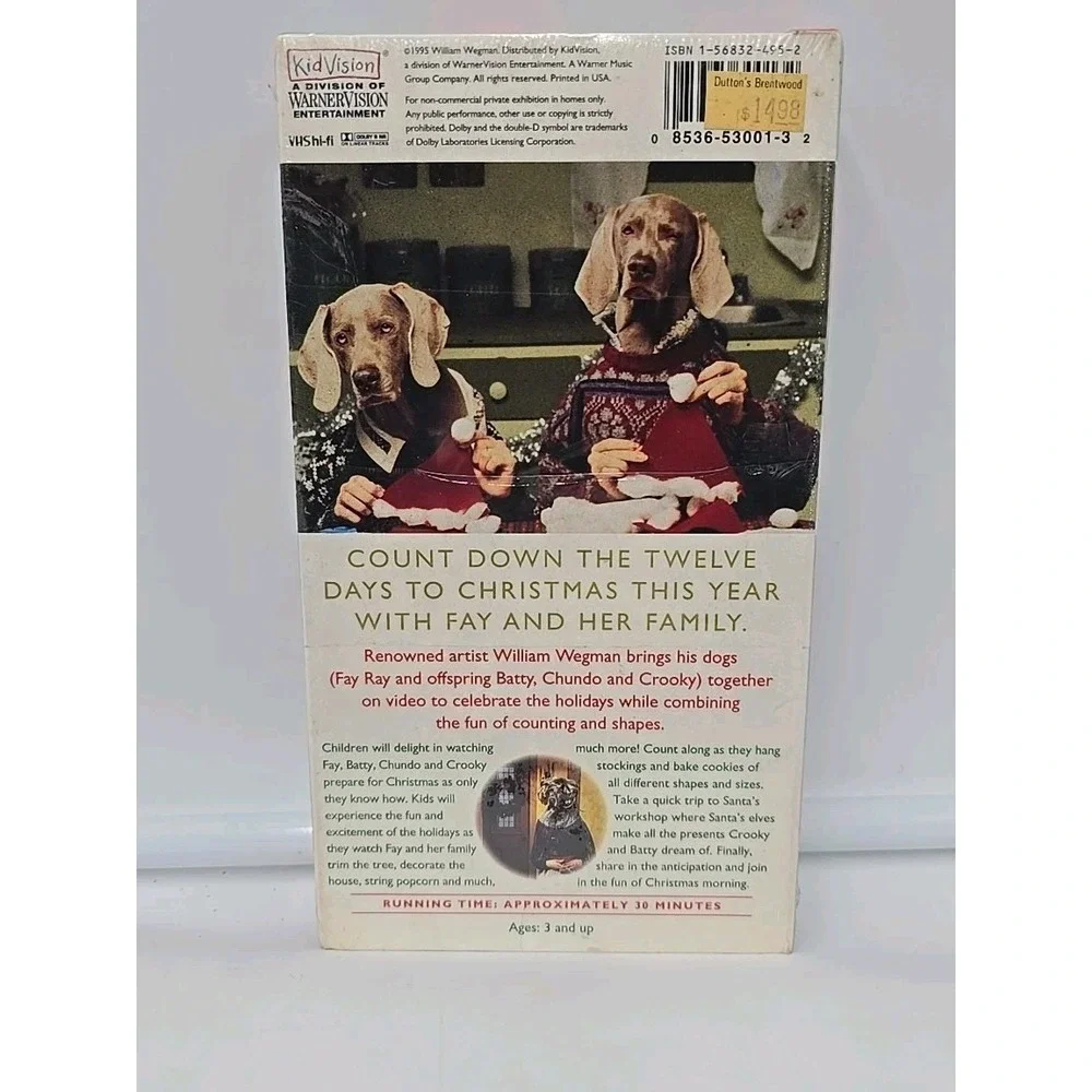 William Wegman Fay's‎ 12 Days of Christmas VHS Video NEW Tape Kidvision Warner
